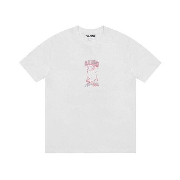 Ganni Cartoon Bear Print Short-Sleeved T-Shirt